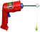 Imagen de taladradora de juguete adaptada como caa motorizada para juego de pesca.