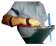 Imagen de pinza metlica fijada a un brazo mediante un cucharn de plstico.